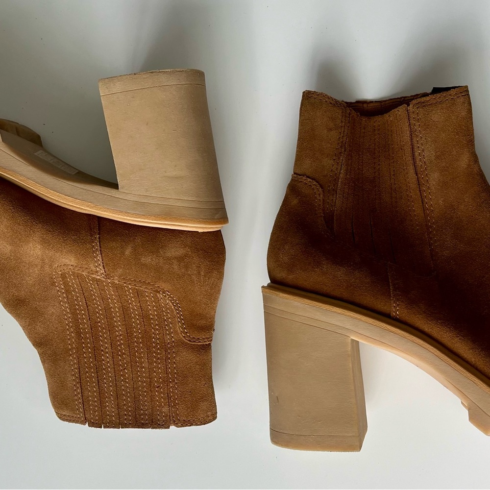 DV by Dolce Vita Tan Suede Platform Chelsea Ankle Boots - Picture 6 of 8